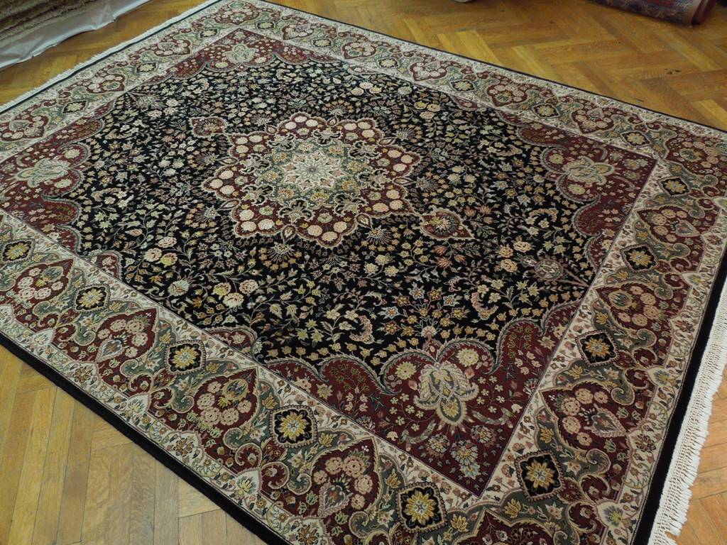 7.9 x 9.10 Wool & Silk High End Lavar Rug BLACK 19915