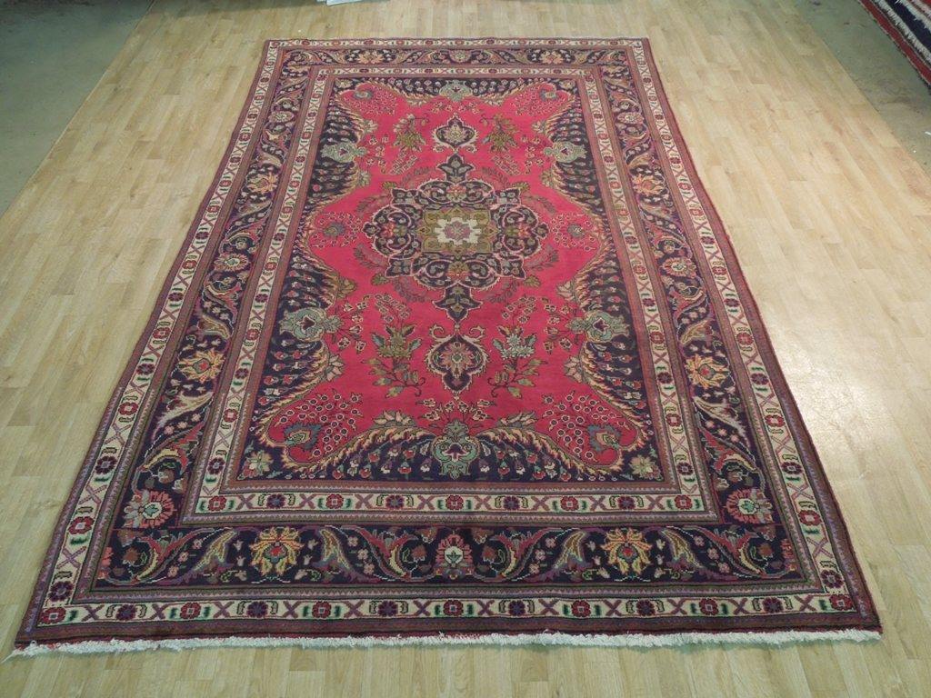 7x10 Authentic Hand Knotted Semi-Antique Persian Tabriz Rug - Iran - bestrugplace