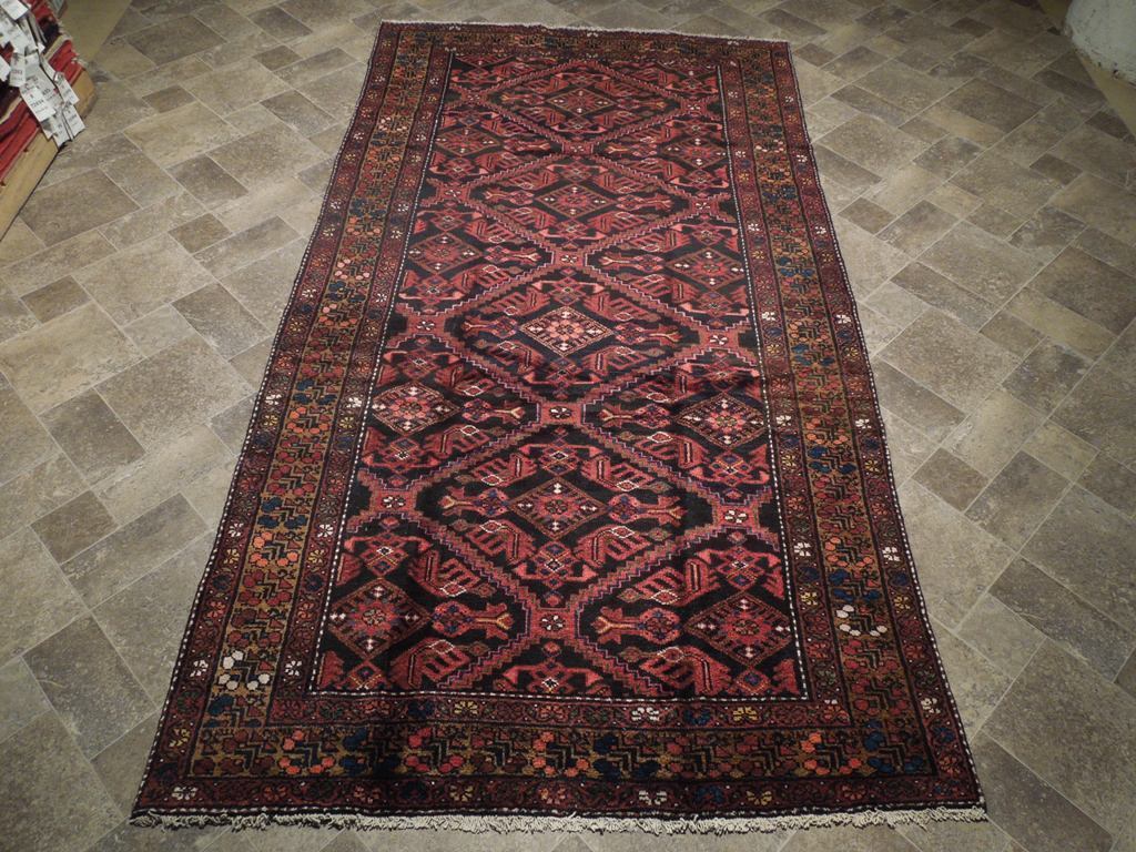 5 x 9.6 Wine Red Semi Antique Persian Kurd Bijar Rug 73942