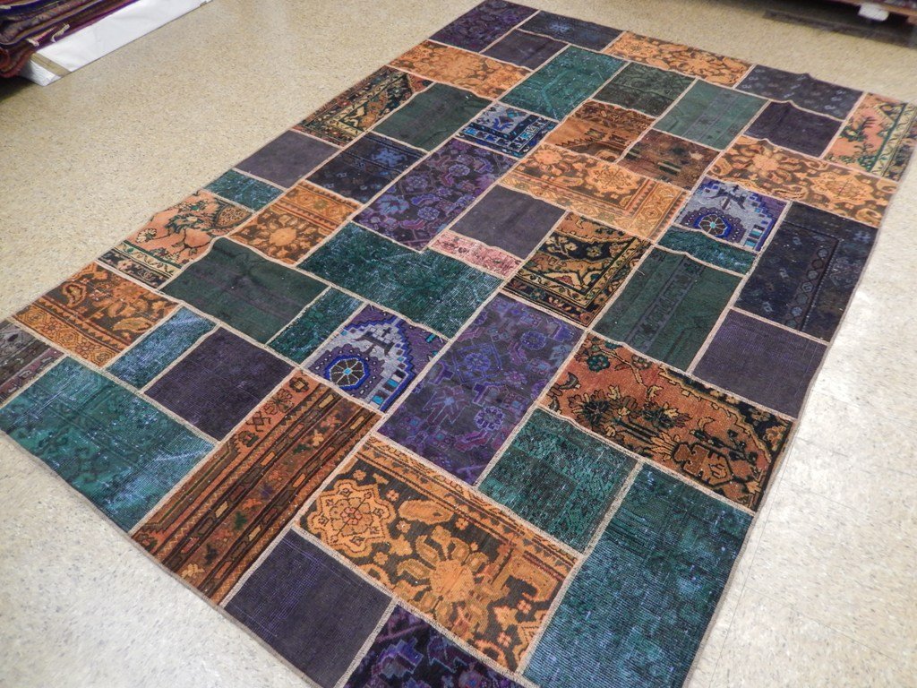 7 x 9.9 Multi Color Antique Persian Patchwork Rug 22257