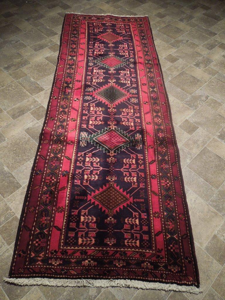 4x10 Authentic Hand Knotted Semi-Antique Persian Hamadan Runner - Iran - bestrugplace