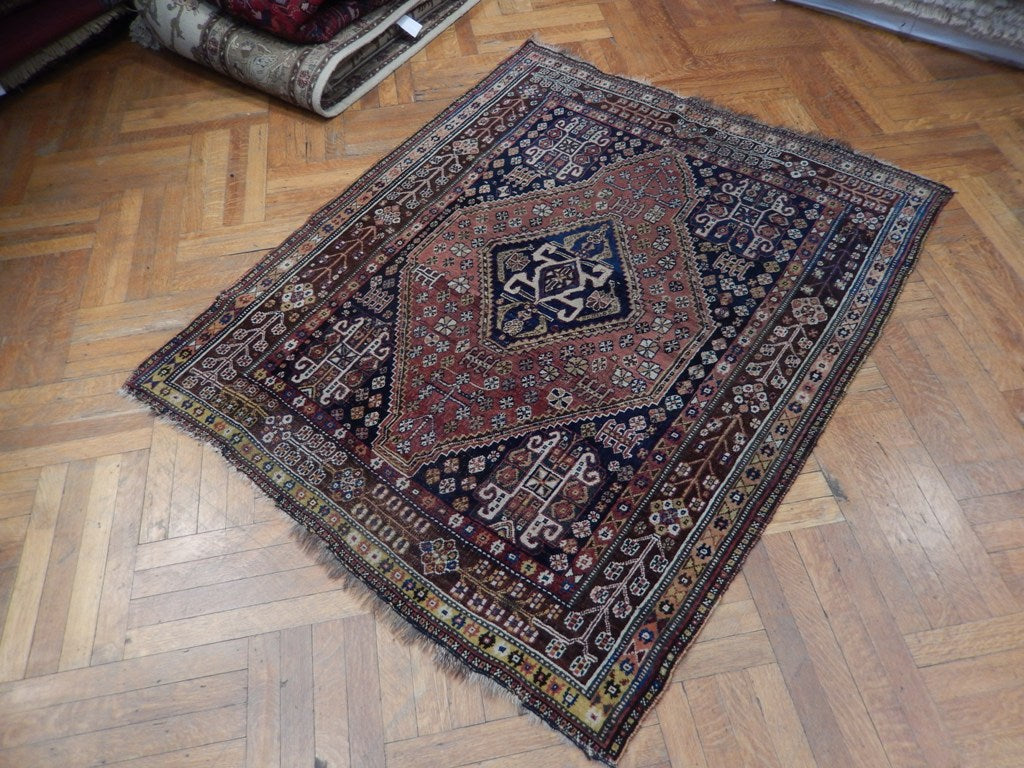 5' x 6' Navy Blue Antique Persian Tribal Rug 23514