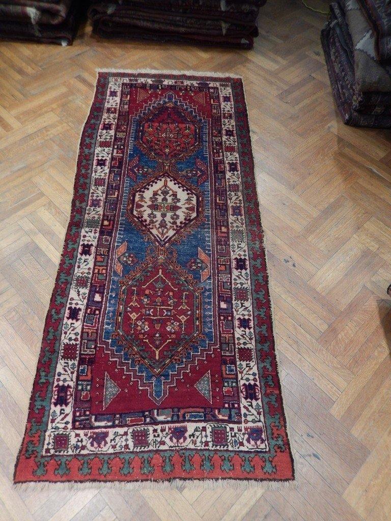 4' x 9' Red & Blue-Antique-Persian-Kordistan-Runner.jpg