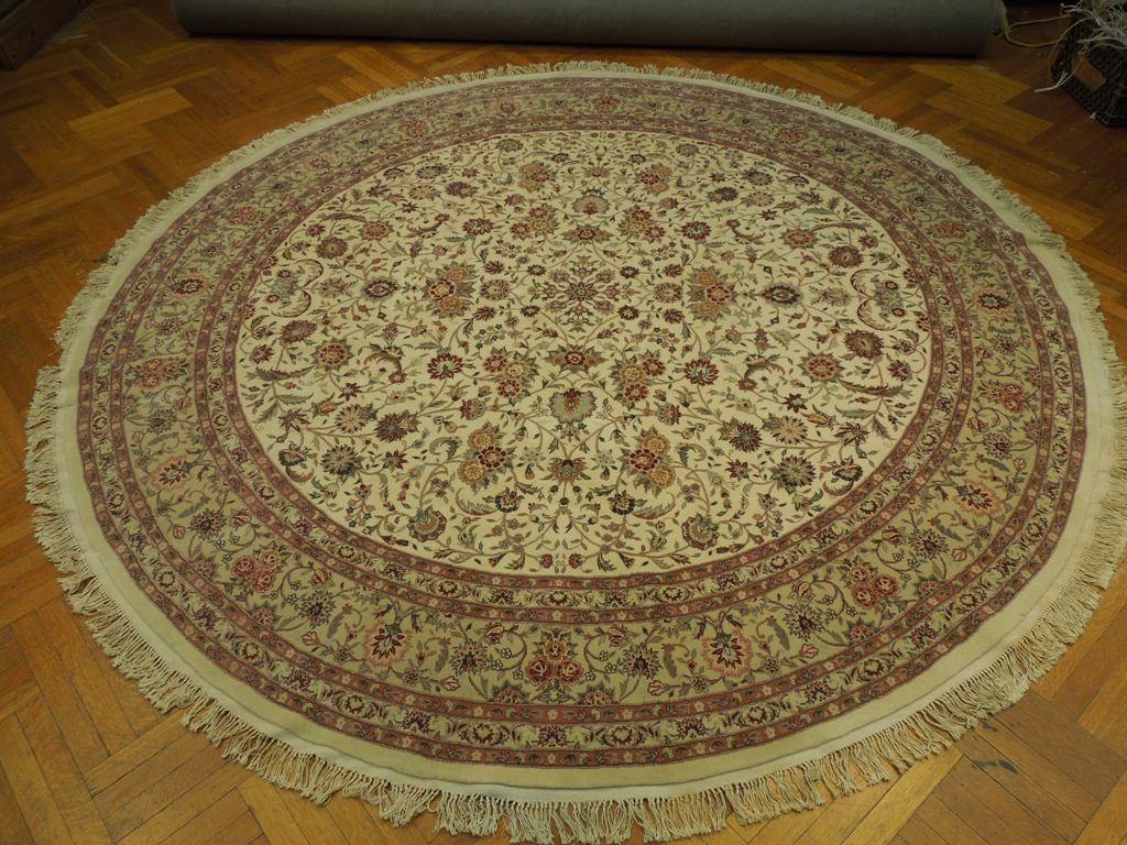 10' x 10' RARE Ivory Fine Quality Wool 250 KPSI Round Rug - bestrugplace