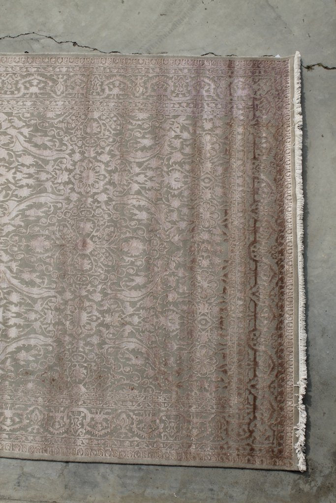 8.2 x 8.0 Brown Fine Quality Wool & Silk Rug 20088