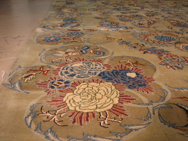 8.5 x 12.6 LIGHT SAGE GREEN Semi-Antique Persian Kerman Rug PIXG-991230