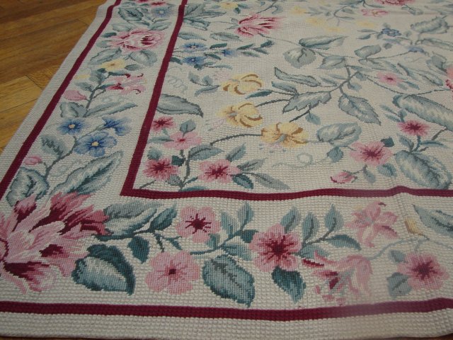 7.10 x 10 FRENCH COUNTRY FLORAL Needlepoint Rug 11015