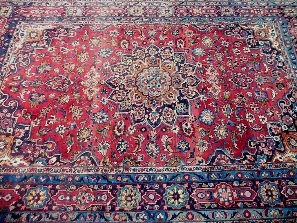7x10 Authentic Hand Knotted Semi-Antique Persian Mashad Rug - Iran - bestrugplace