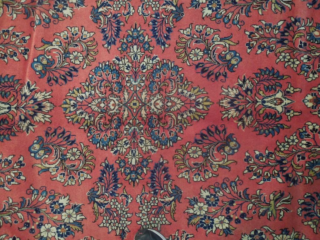 7.3 x 10.3 Pinky Salmon Persian Sarouk Wool Rug 72414