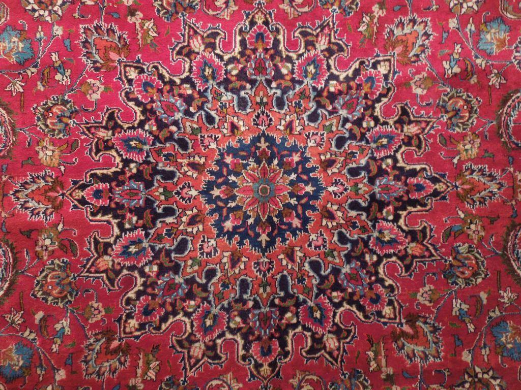 Red 10x13 Authentic Handmade Persian Mashad Rug - Iran - bestrugplace