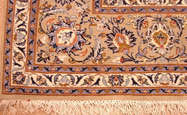 7.10 x 17.2 Ivory Signed Persian Classic Kashan Rug 15093