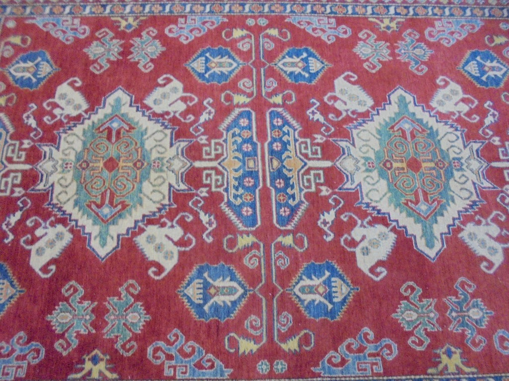 13.2 x 9.6 Tiger Orange Kazak Rug 75541