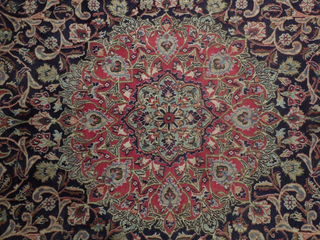 NAVY BLUE 10x13 Authentic Hand Knotted Persian Tabriz Rug - Iran 74546 - bestrugplace