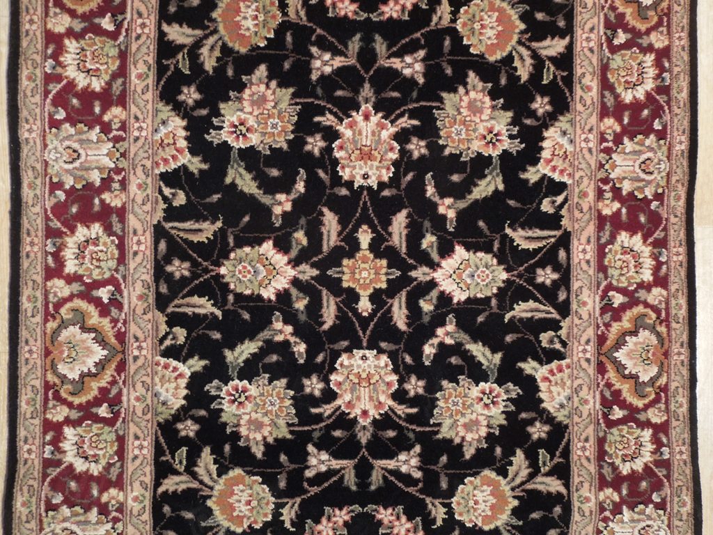 3' x 8' Black Wool & Silk Fine Quality Runner Rug 19000
