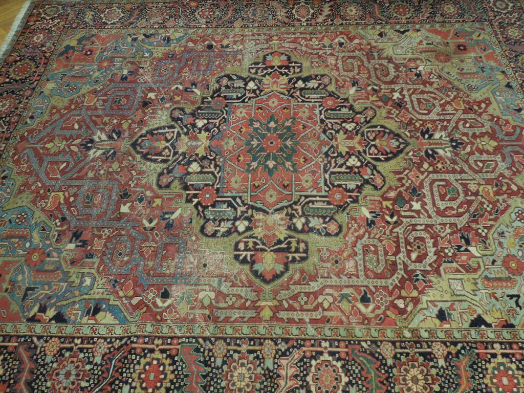 9x11 Authentic Hand Knotted Semi-Antique Persian Heriz Rug - Iran - bestrugplace