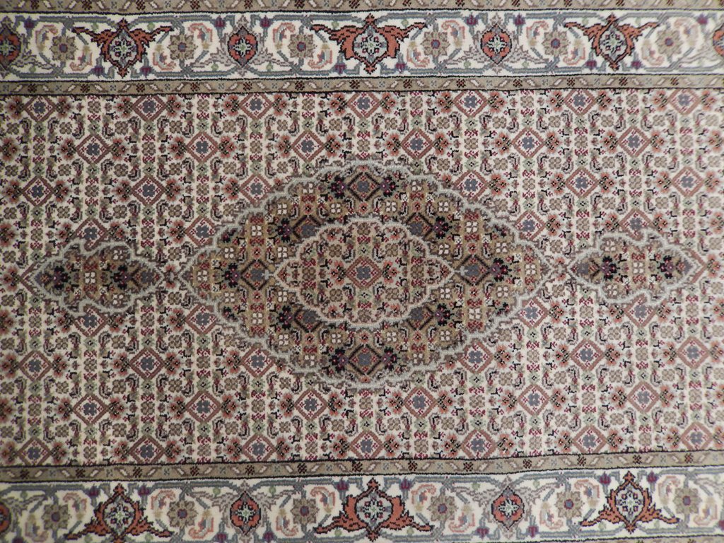 2' x 12' Ivory Wool & Silk Tabriz Mahi Runner Rug 21519