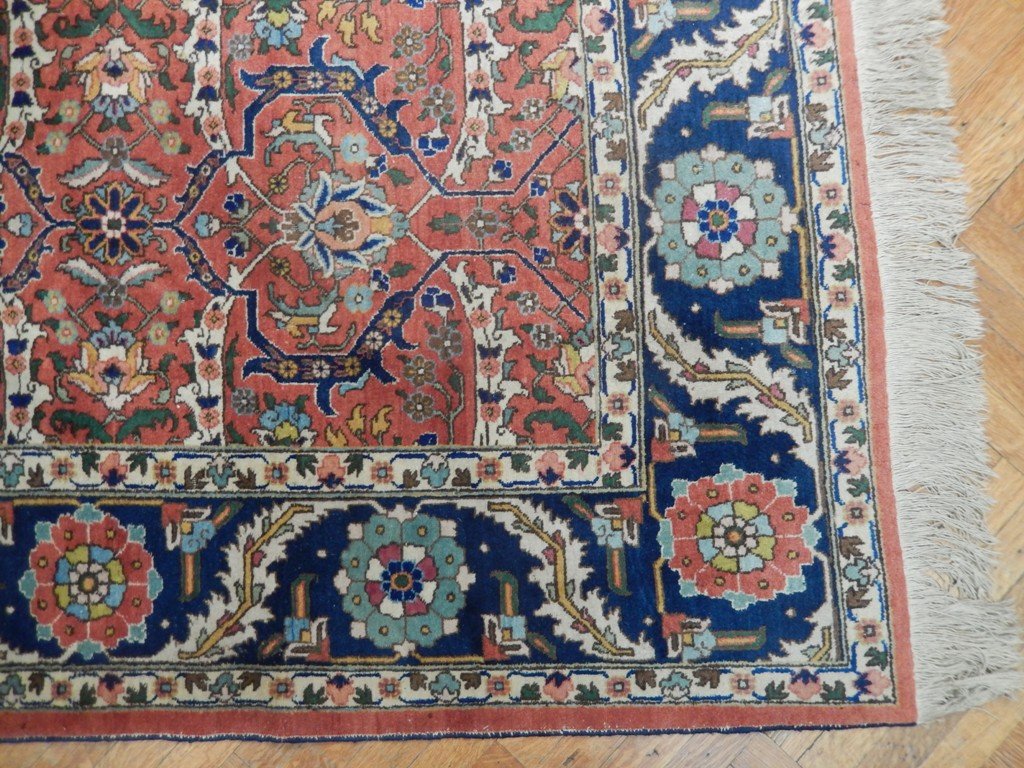 7' x 10' Coral Semi-Antique Persian Tabriz Heriz Rug 22819