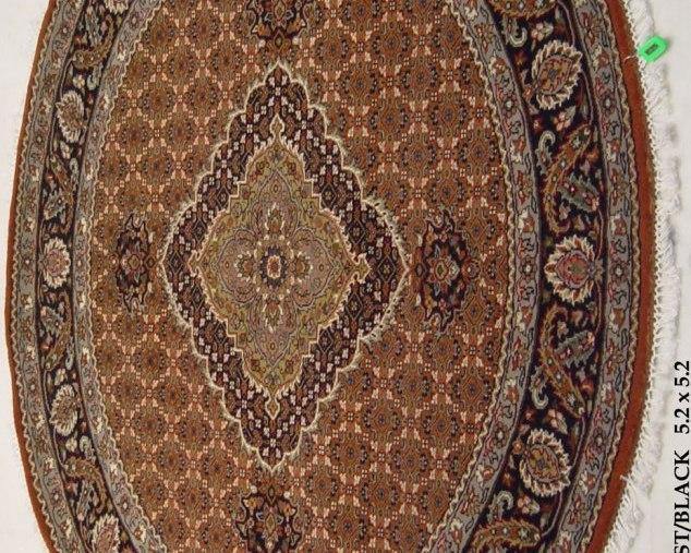 5x5 Osmanabad Wool & Silk Tabriz Mahi Rug - India - bestrugplace