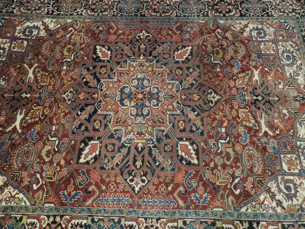 8x11 Authentic Hand Knotted Semi-Antique Persian Heriz Rug - Iran - bestrugplace