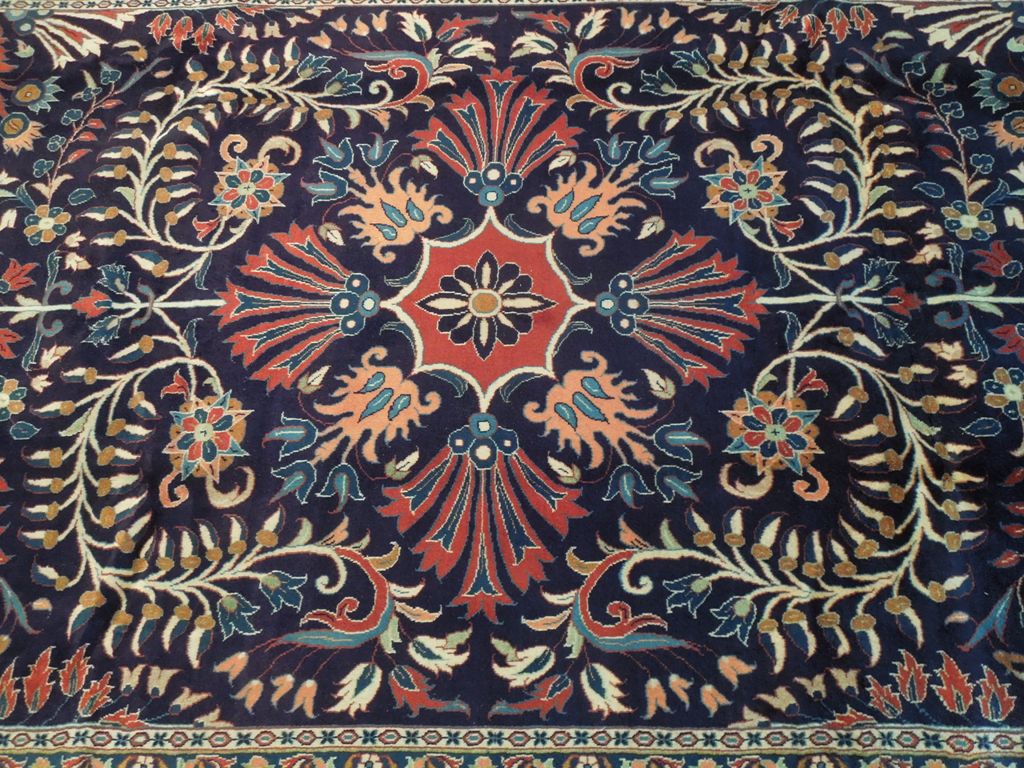 6.9 x 10 Navy Blue Fine Persian Lilihan Sarouk Rug 72369