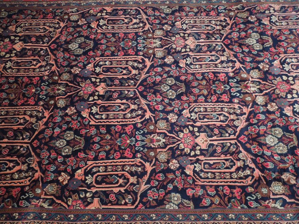 7 x 10 Navy Blue Fine Persian Sarouk Bijar Rug 72326