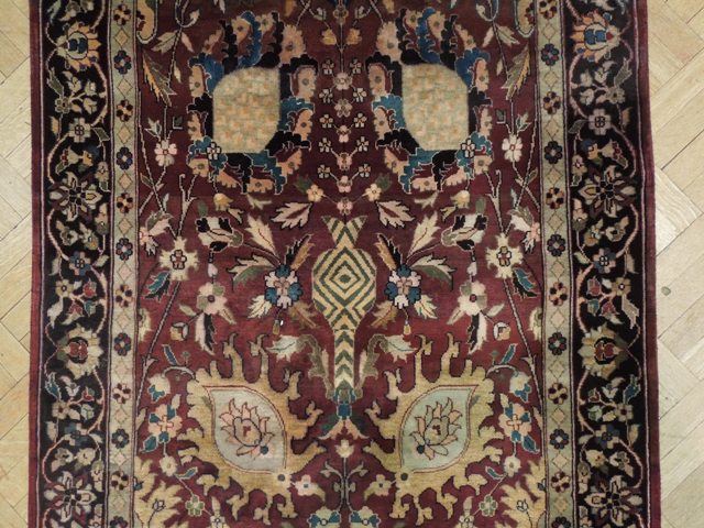 4 x 13.9 Burgundy Red Mashad Runner Rug 15788