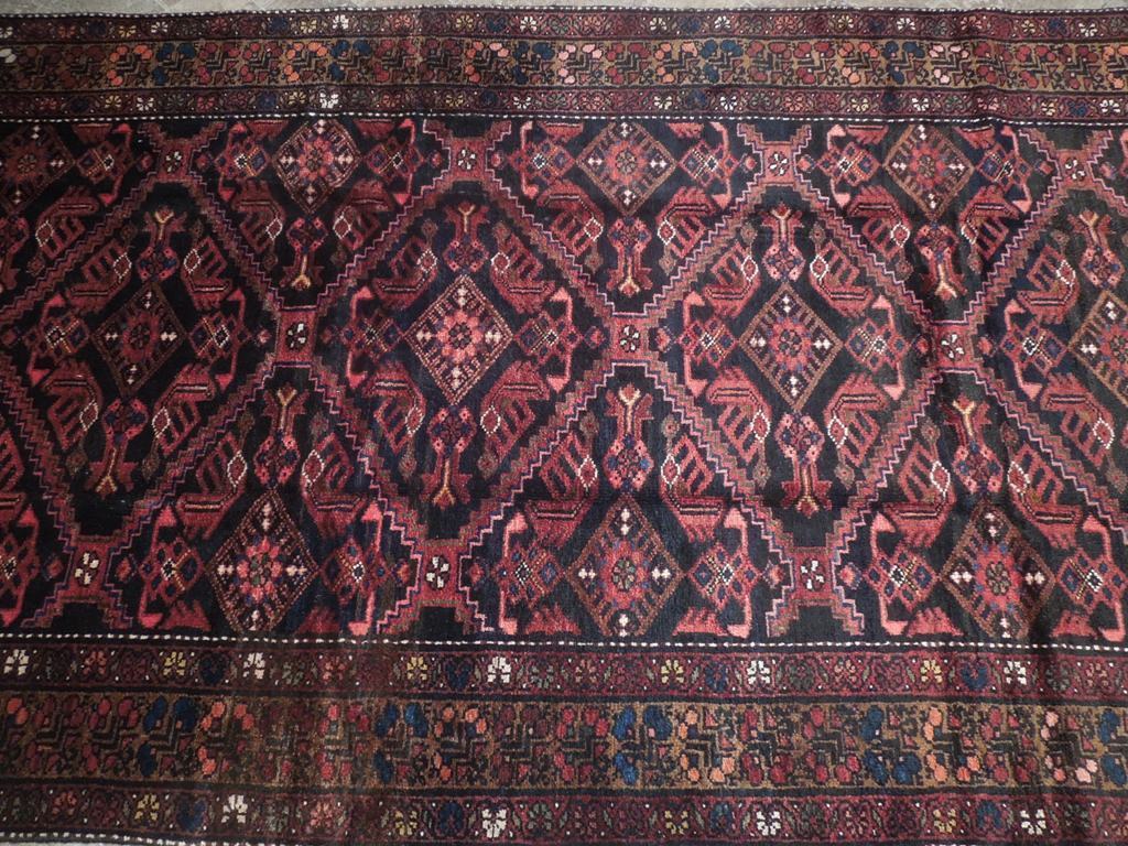 5 x 9.6 Wine Red Semi Antique Persian Kurd Bijar Rug 73942
