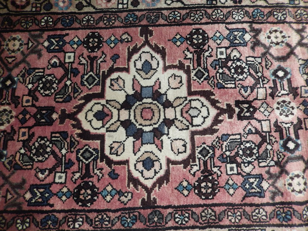 3.4 x 10.1 Red Semi-Antique Persian Herati Runner Rug 74457