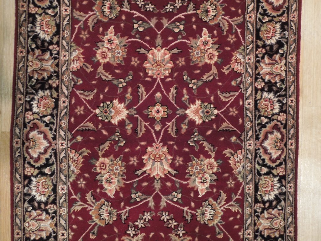 3' x 8' Red Lavar Wool & Silk Fine Quality Runner Rug 19006