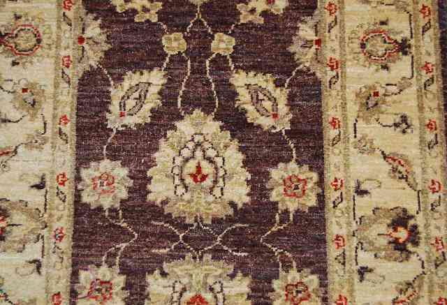 2.4 x 9.7 Wine Red Chobi Peshawar Rug 15376