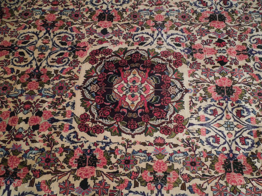 6.6 x 10.4 Ivory Fine Persian Floral Bijar Rug 72324