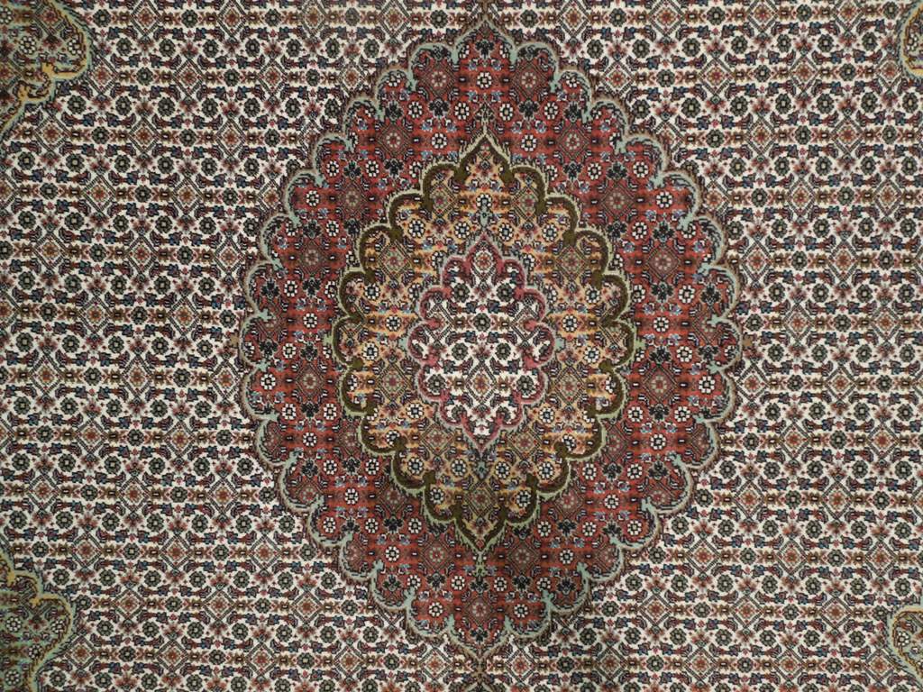 6' x 6' Brown Persian Tabriz Wool & Silk Rug 19993