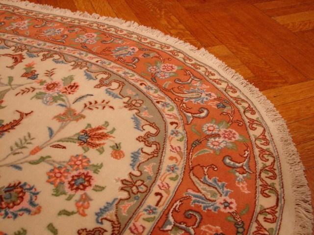 4x7 Authentic Handmade High End Wool&Silk Persian Tabriz Oval Rug-Iran - bestrugplace