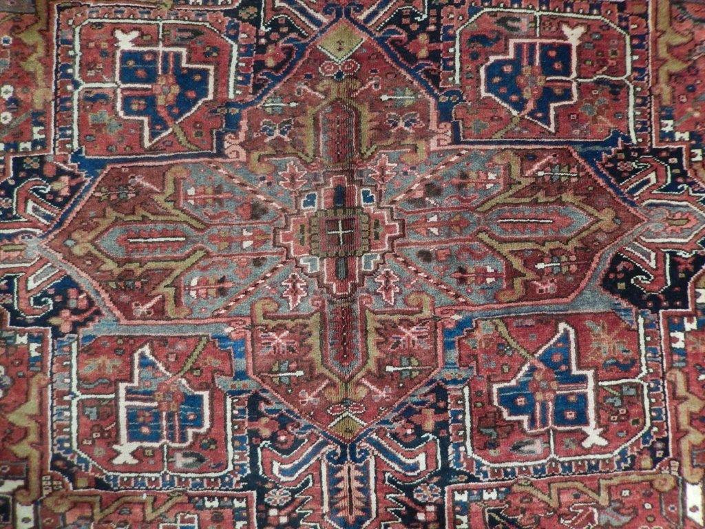 Red 9' x 12' Semi-Antique Persian Heriz Rug Iran - bestrugplace