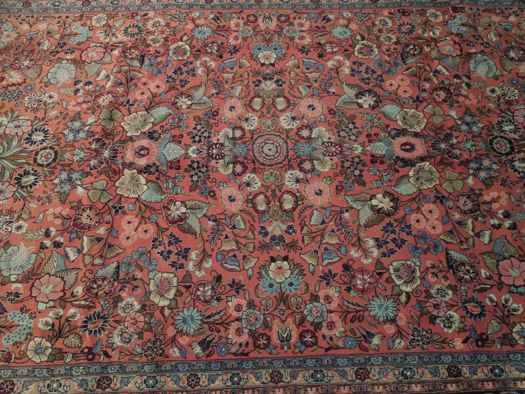 6.10 x 10.8 Peach Salmon Fine Persian Floral Bijar Rug 72364