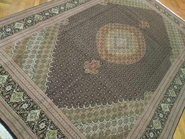 Luxurious 8x12 Authentic Handmade Persian Tabriz Mahi Wool&Silk Rug-Iran - bestrugplace