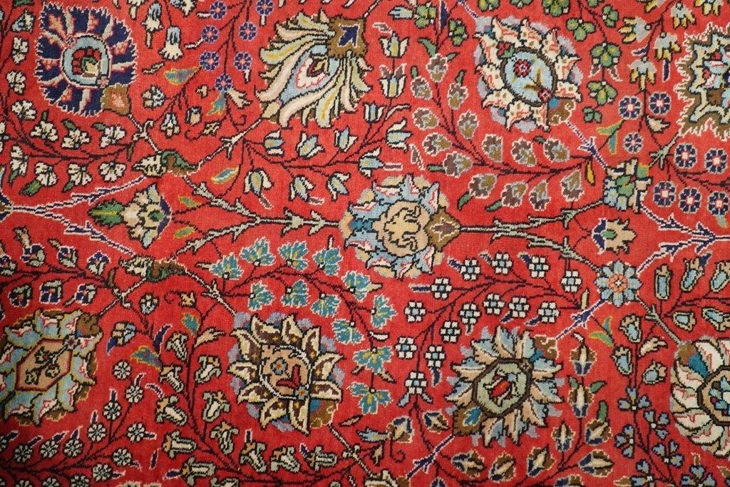 ALL OVER RED BLUE PERSIAN TABRIZ RUG Shah Abbasi 10x13 - Iran 74678 - bestrugplace