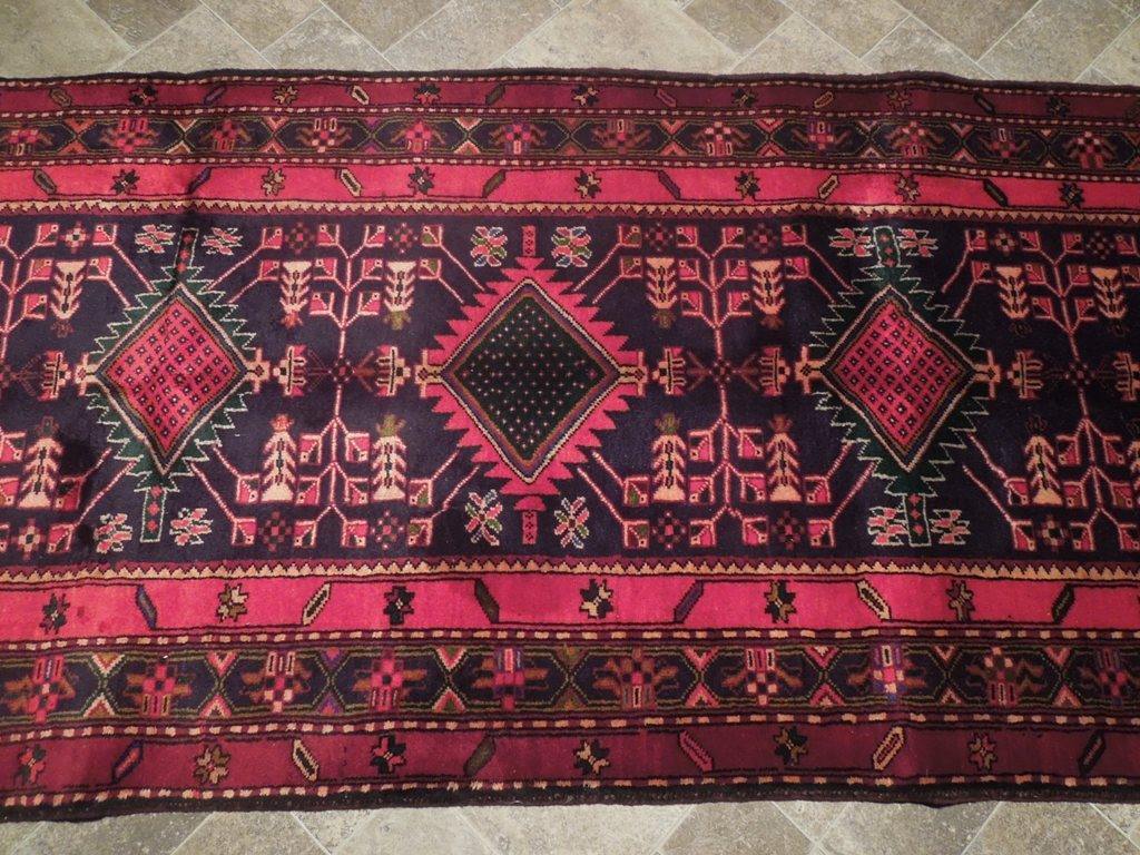 4x10 Authentic Hand Knotted Semi-Antique Persian Hamadan Runner - Iran - bestrugplace