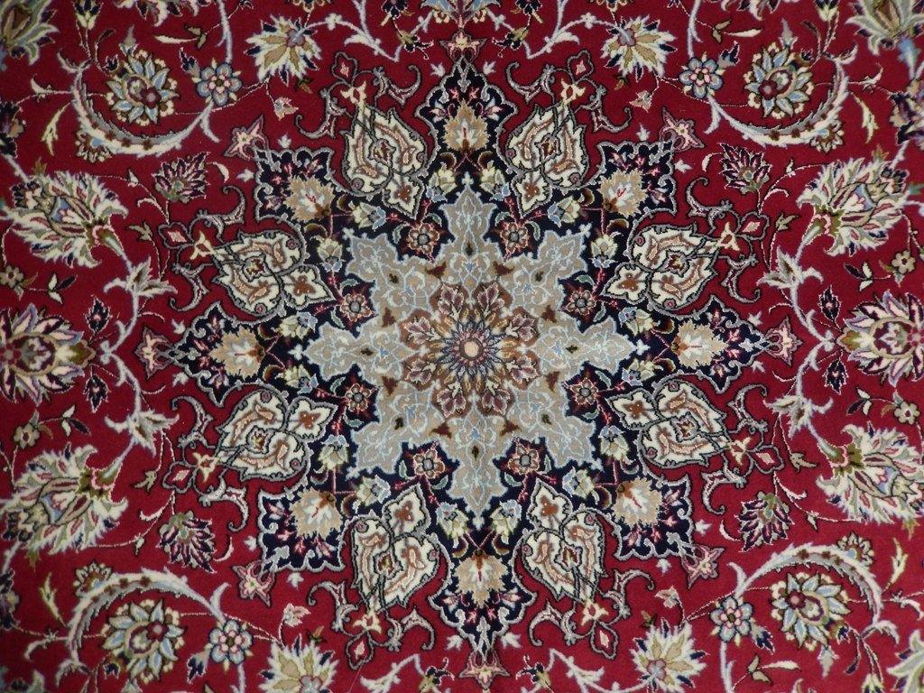 7x10 Authentic Handmade Signed Wool & Silk Persian Isfahan Rug - Iran - bestrugplace