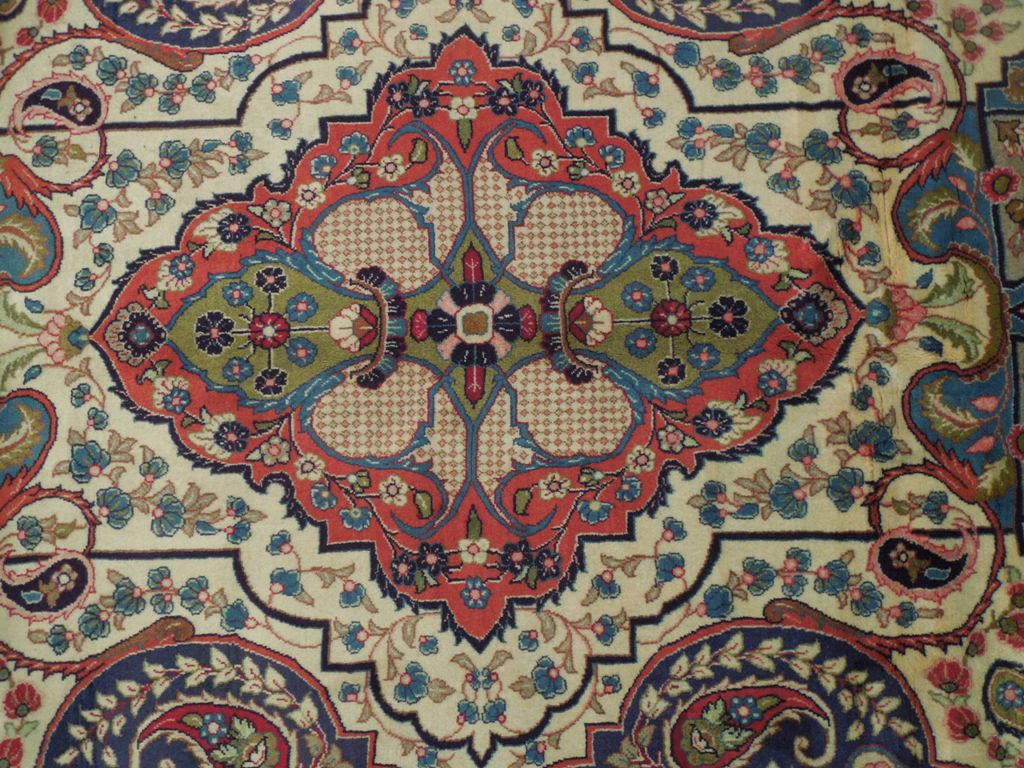 7.10 x 10.2 Ivory Fine Persian Sarouk Rug 72418