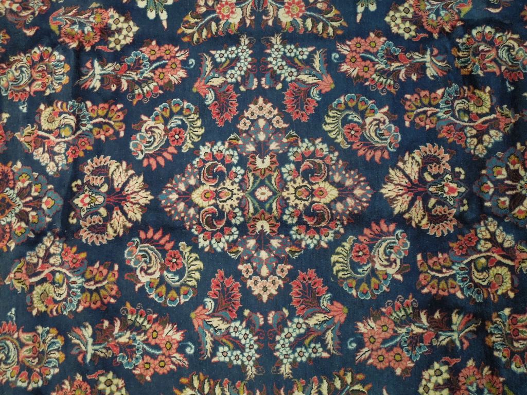 7.2 x 9.10 Navy Blue Fine Persian Sarouk Wool Rug 72420