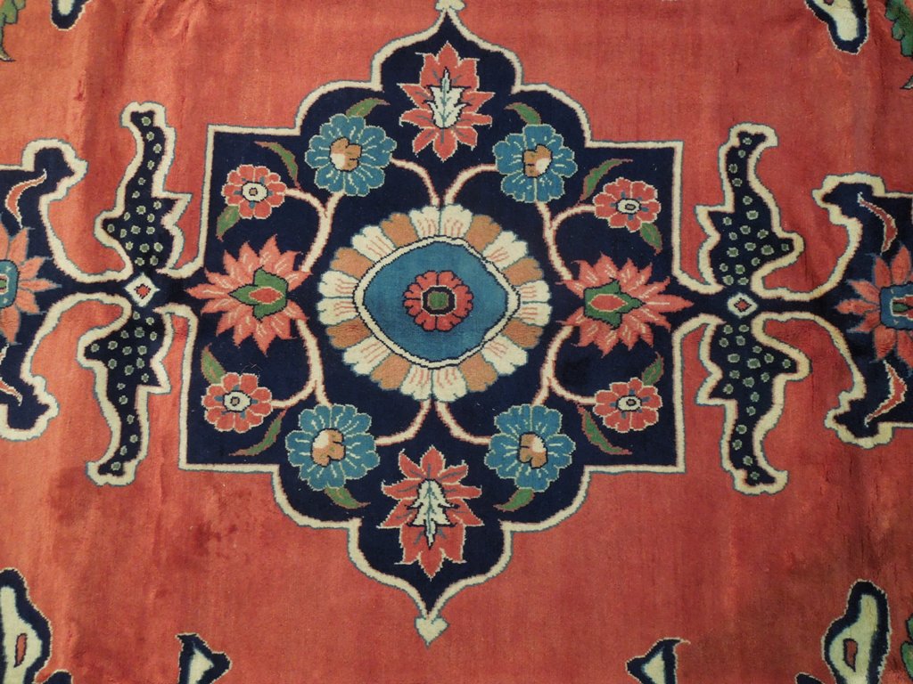 7 x 10.8 Persian Sarouk Rug CORAL RED 72410