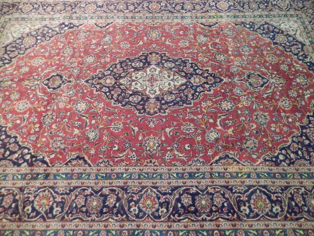 8x12 Authentic Hand Knotted Semi-Antique Persian Kashan Rug - Iran - bestrugplace