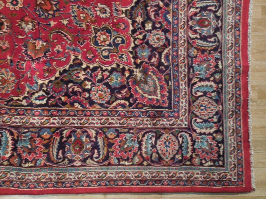 Red 10x13 Authentic Handmade Persian Mashad Rug - Iran - bestrugplace