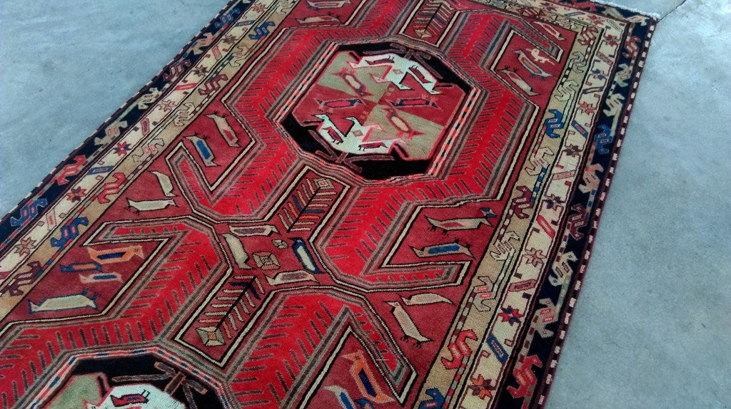 4.11 x 9.11 Red Persian Tabriz Rug 80520