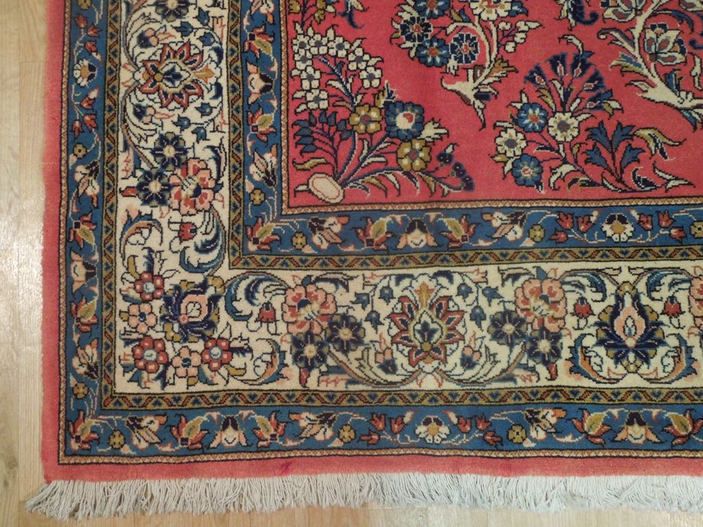 7.3 x 10.3 Pinky Salmon Persian Sarouk Wool Rug 72414