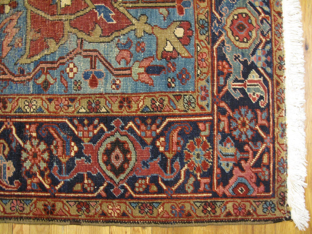9x12 Authentic Hand-Knotted Antique Worn Persian Heriz Rug - Iran - bestrugplace