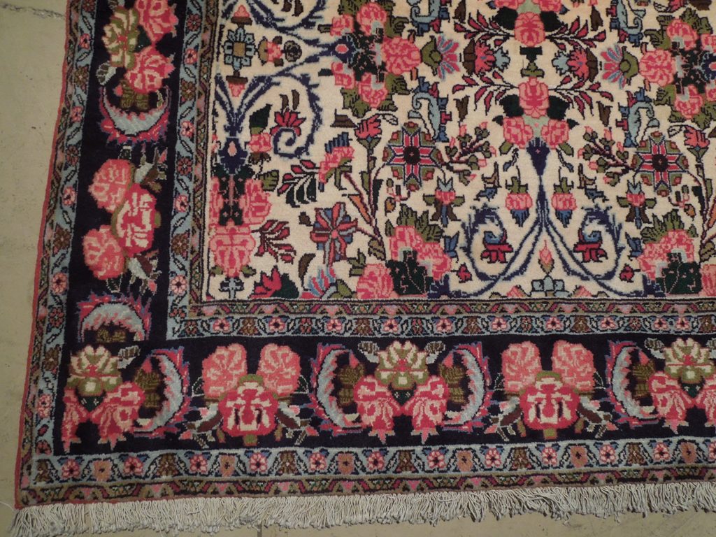 6.6 x 10.4 Ivory Fine Persian Floral Bijar Rug 72324