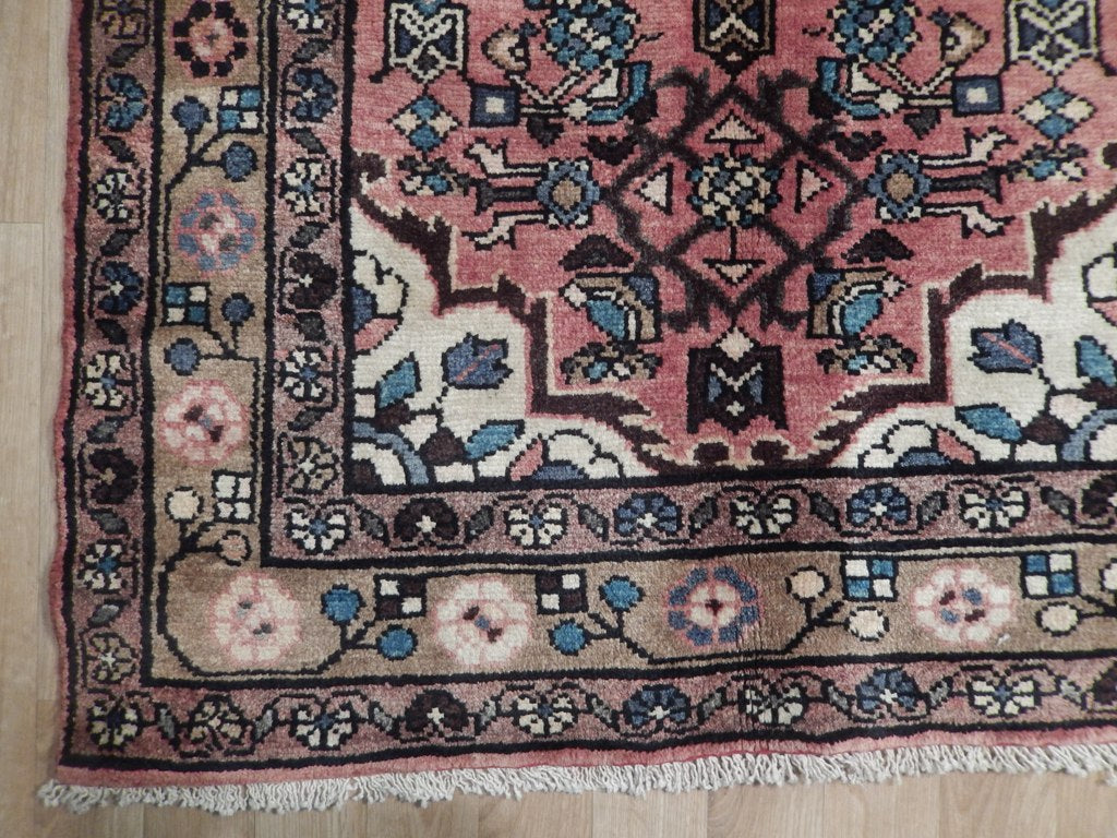 3.4 x 10.1 Red Semi-Antique Persian Herati Runner Rug 74457