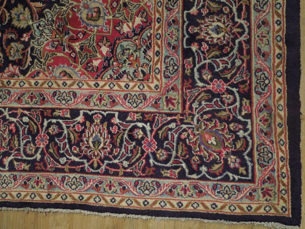 NAVY BLUE 10x13 Authentic Hand Knotted Persian Tabriz Rug - Iran 74546 - bestrugplace